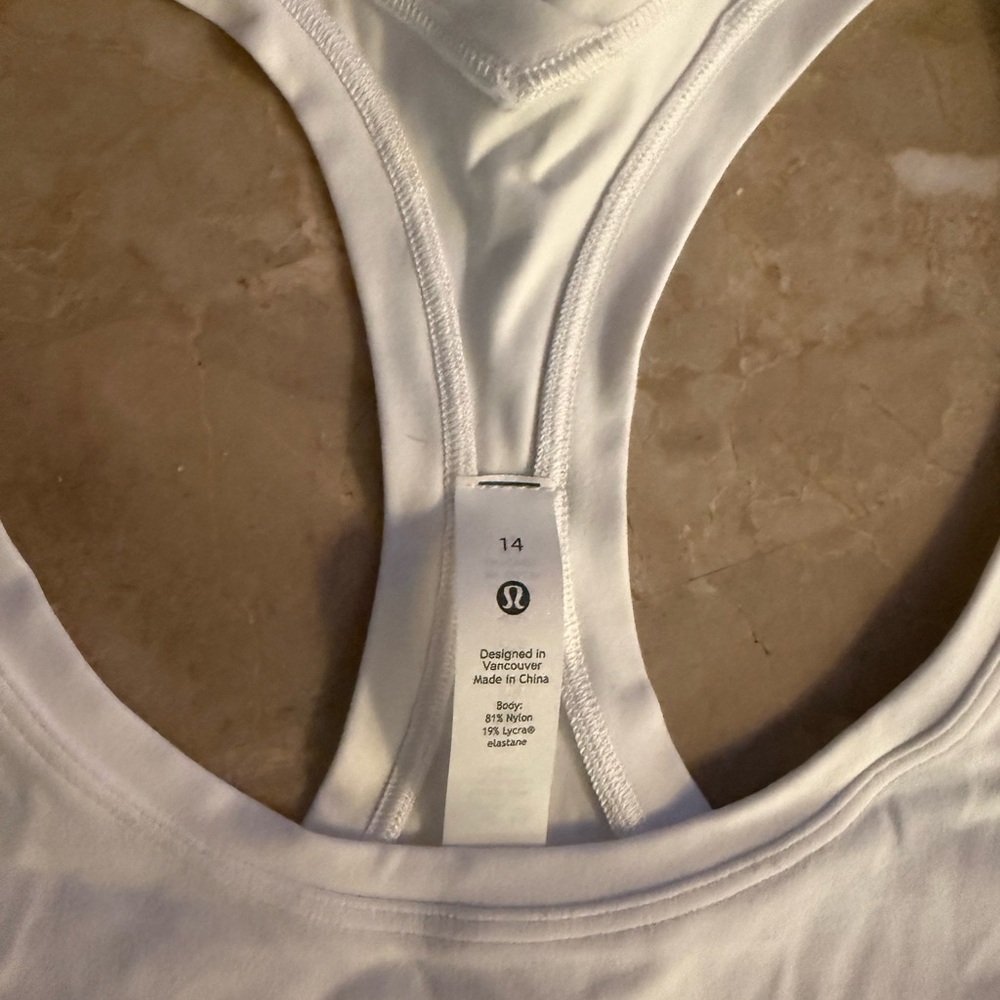 Women's White Lululemon Racerback Tank Top - Picture 3 of 3